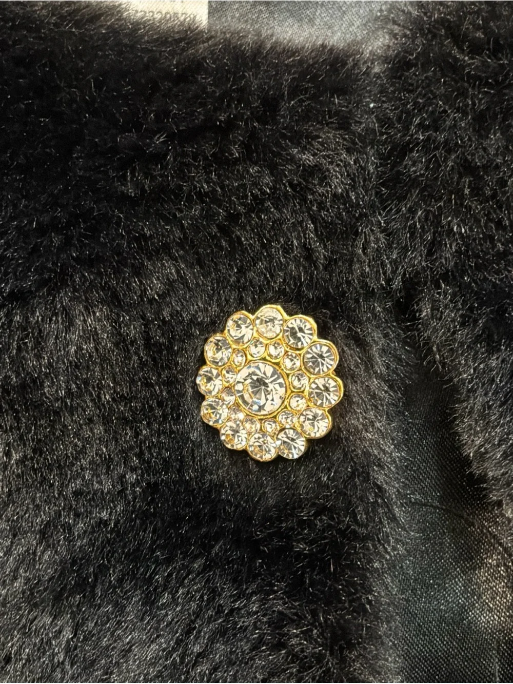 Rare Editions Faux Fur Shrug Girls 12 H469605 Black Rhinestone Button Bolero